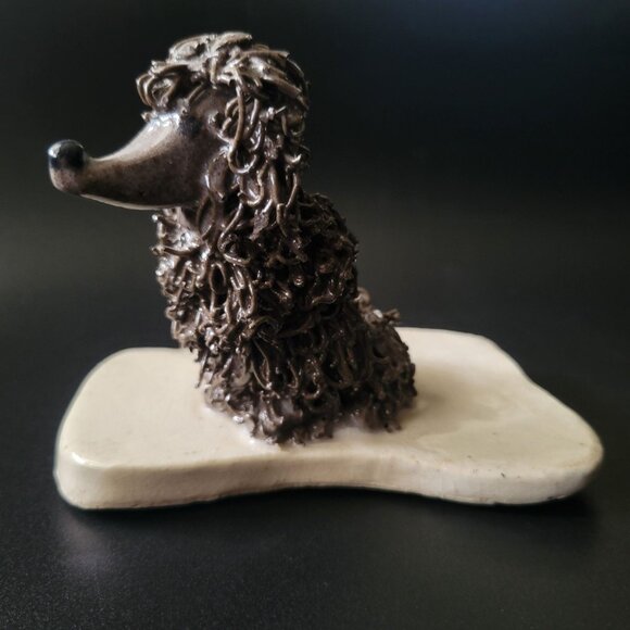 Vintage Ceramic Spaghetti Poodle Dog Figurine On Base, Vintage Dog Figurine - Picture 3 of 8